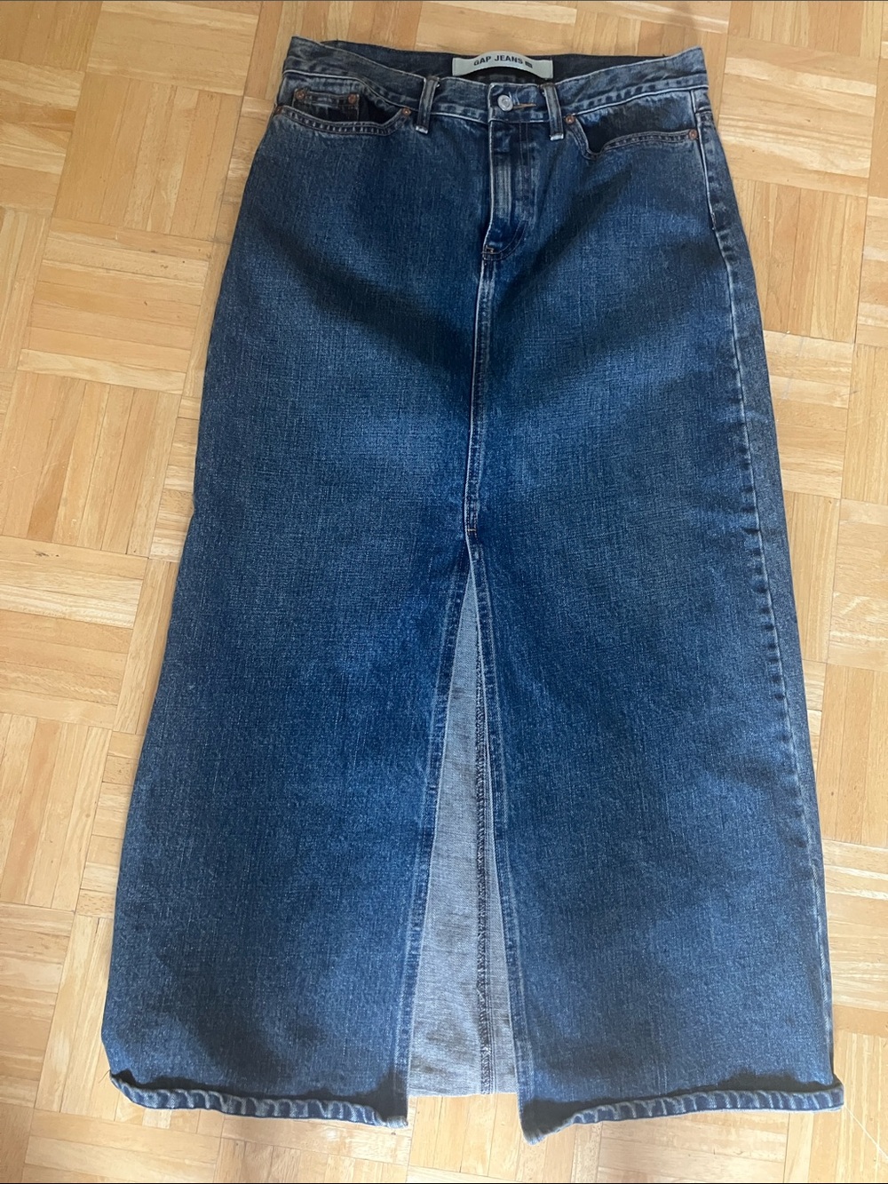 Y2K GAP Denim Maxi Skirt with super high front slit AMAZING vintage find! 8 - Picture 1 of 10